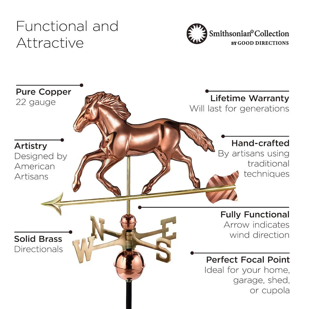 Good Directions Smithsonian Running Horse Weathervane in Pure Copper - Image 3