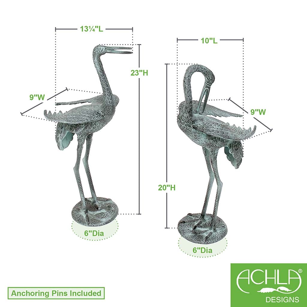 Preening Crane Garden Statue Pair by Achla Designs - Image 3